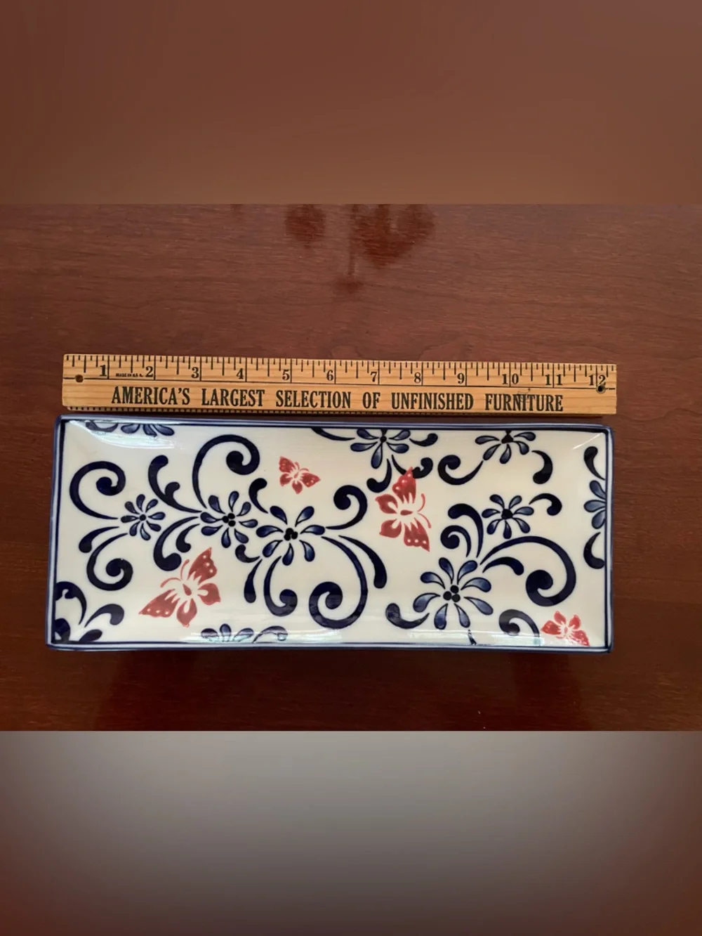 Pier 1  Butterfly Blossum 12” porcelain serving tray platter